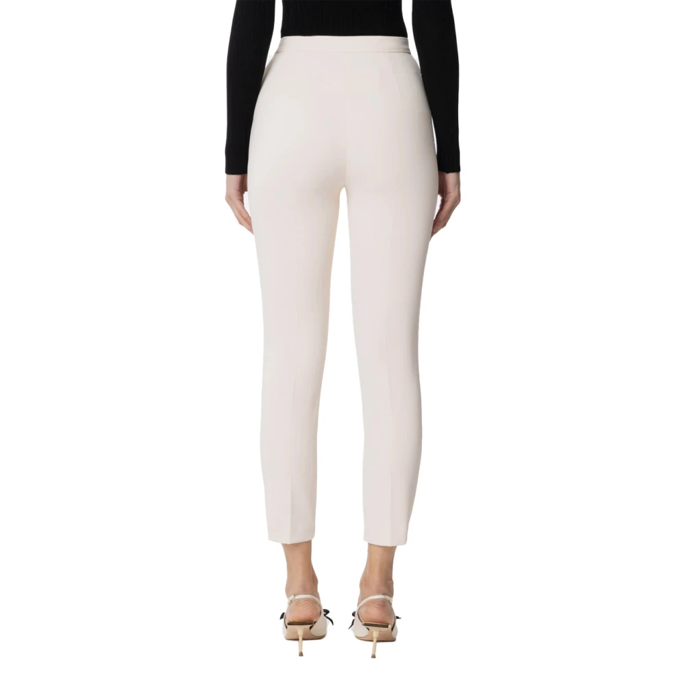Elisabetta Franchi Slim Crêpe Polyester Broek White Dames