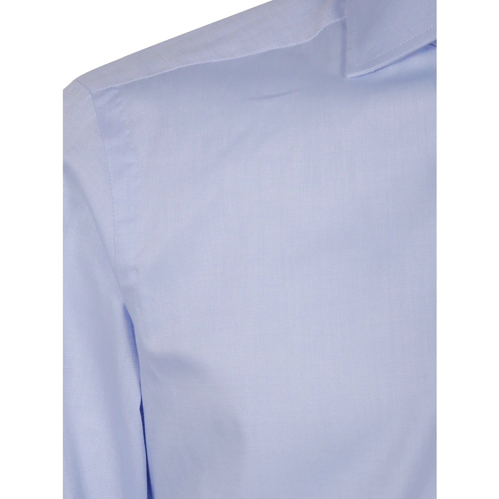 Barba Napoli Microgeperforeerd Klassiek Overhemd Blue Heren