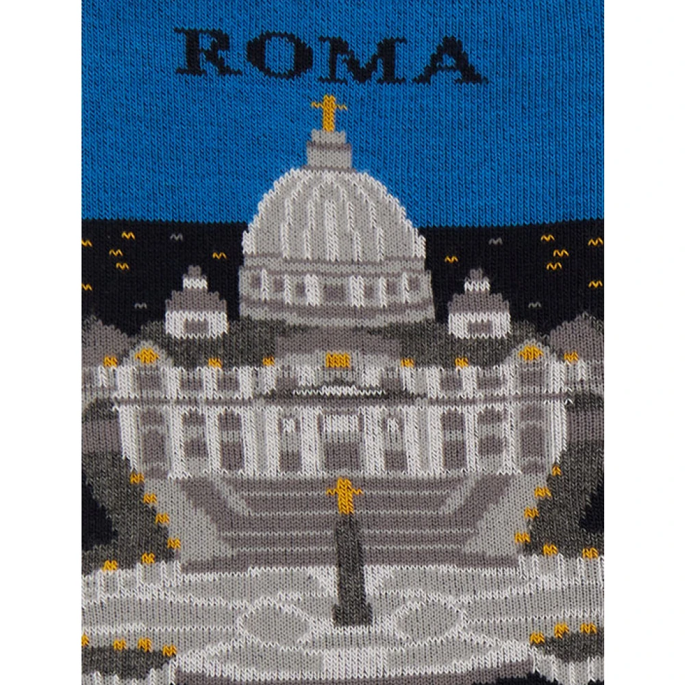 Gallo Korte katoenen sokken voor dames blauw met Piazza San Pietro in Rome patroon Blue Dames