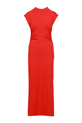 robe-rouge-en-coton-a-col-rond