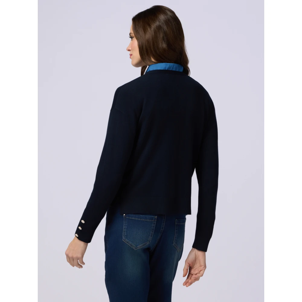 Oltre Vest in viscosemix met sierknopen Blue Dames