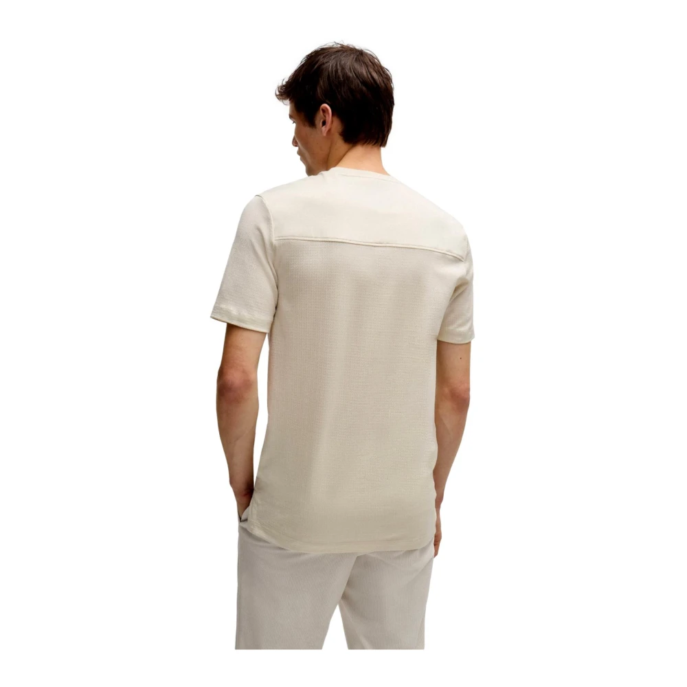 Hugo Boss Ripstop Katoenen T-shirt met Gladde Inzetstukken White Heren