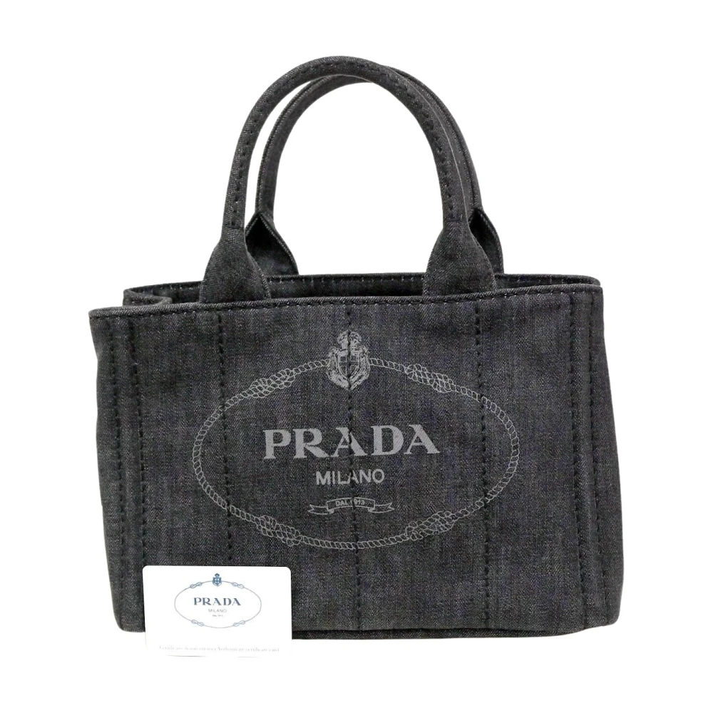 Prada Vintage Women's Black Pre-Owned Vintage Denim Tote Bag