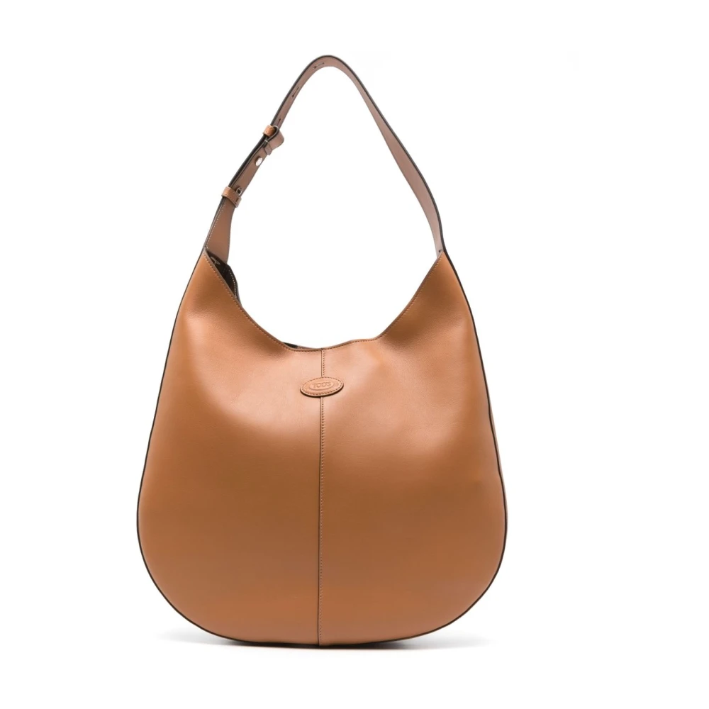 TOD'S Bruin Leren Schoudertas met Afneembare Pouch Brown Dames