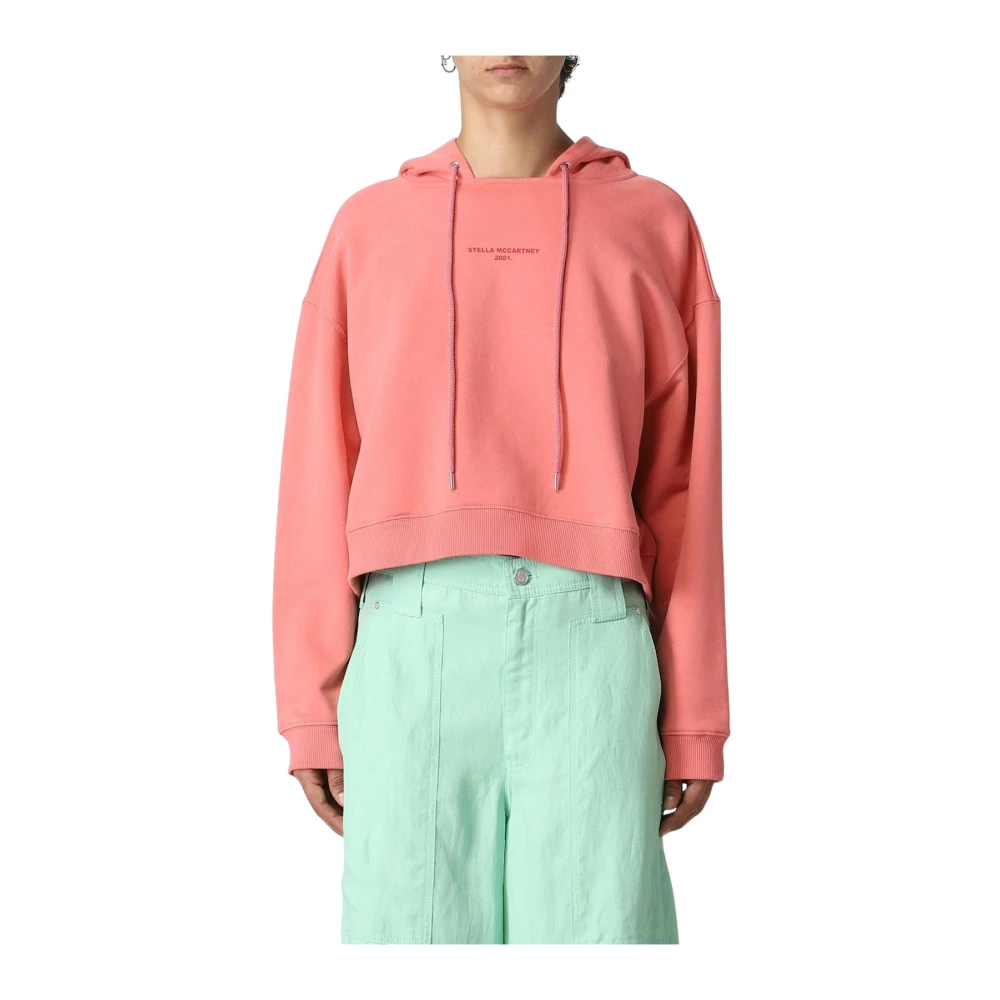 Stella Mccartney Women's Pink Logo Cropped Hoodie Sweatshirt