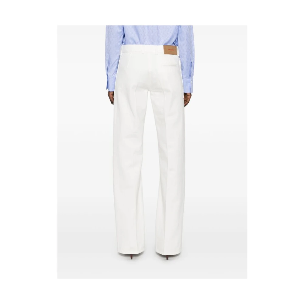 Salvatore Ferragamo Witte broek met voorste knoop en ritssluiting White Dames