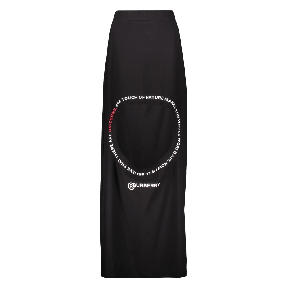 Burberry Geribbelde elastische taille lange rok Black Dames