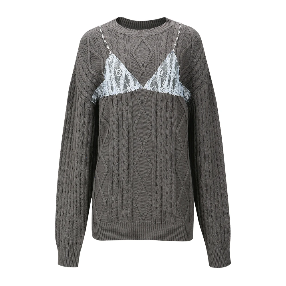 Andersson Bell Kanten Bh Gebreide Boyfriend Sweater Gray Dames