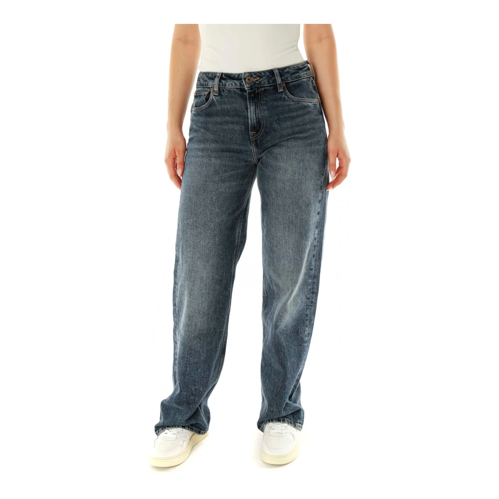 Pepe Jeans Hög midja lösa raka passform jeans Blue, Dam