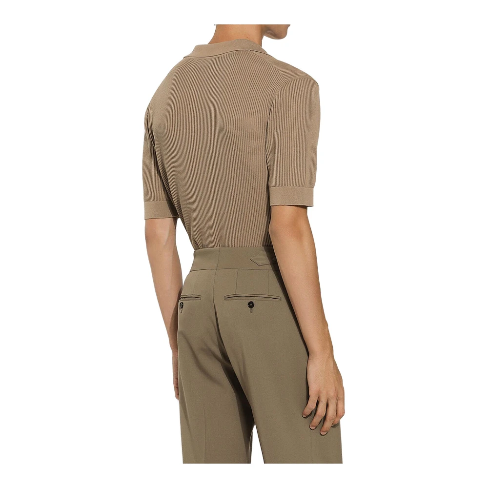 Dolce & Gabbana Polo met V-hals kraag Brown Heren