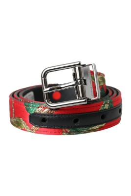 red-leather-jacquard-metal-buckle-belt