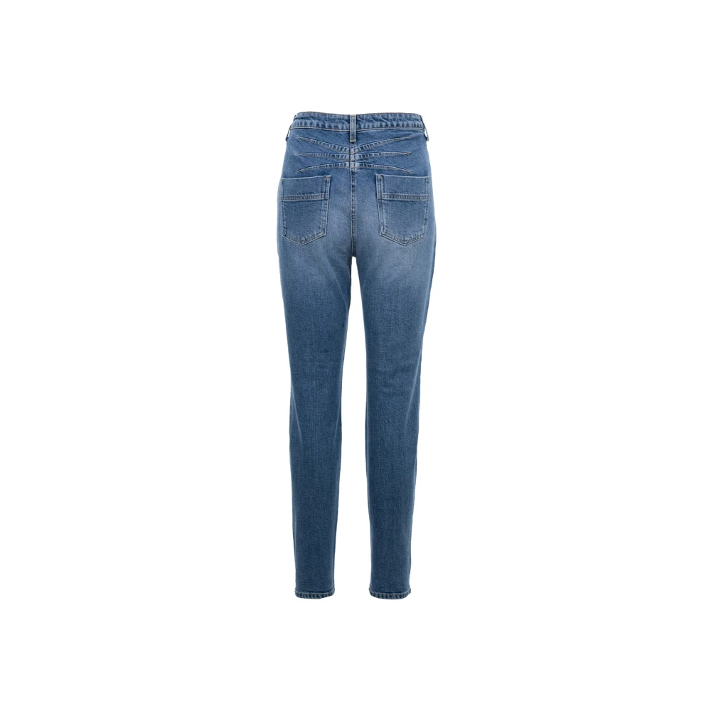Elisabetta Franchi Skinny Jeans met Rits en Knoop Blue Dames