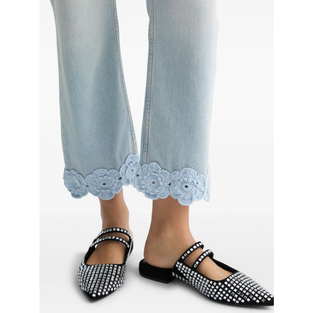Liu Jo Witte Crochet Trim Broek Blue Dames