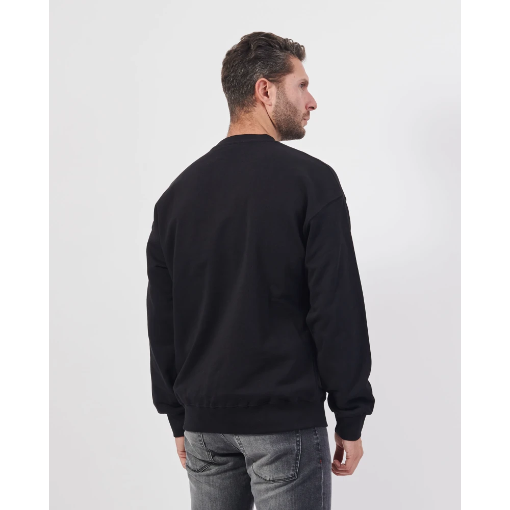 Disclaimer Zwarte Crewneck Lange Mouw Logo Sweatshirt Black Heren