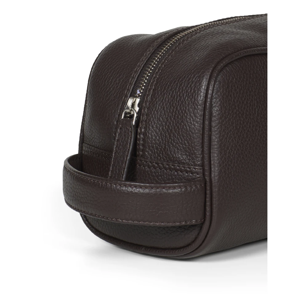 Howard London Donkerbruine leren heren toilettas Brown Heren