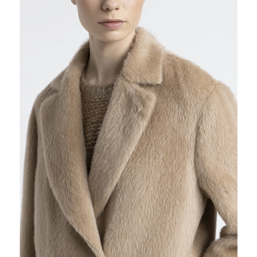 PESERICO Alpaca en wollen double-breasted jas Brown Dames