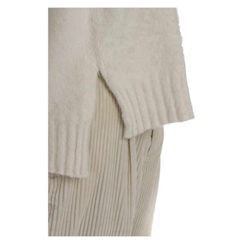 Roberto Collina Oversized Katoenen Trui met Splitten Beige Heren
