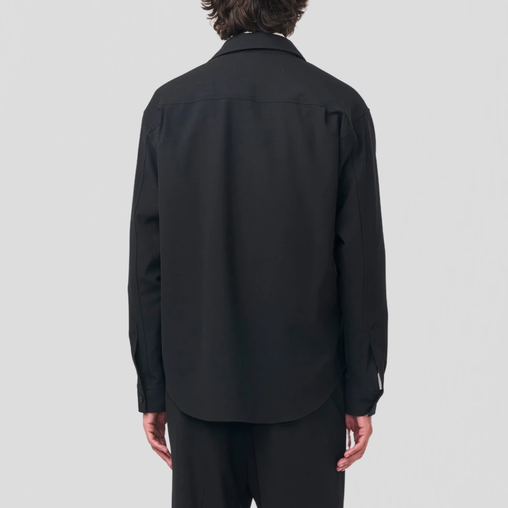 Nn07 Zwarte Overshirt met Logoknoppen Black Heren