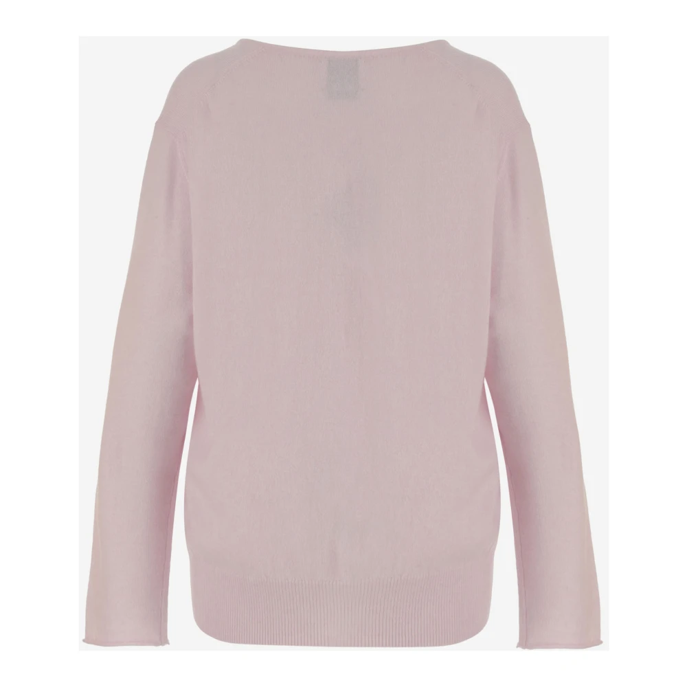 allude Roze V-hals Wol Kasjmier Trui Pink Dames