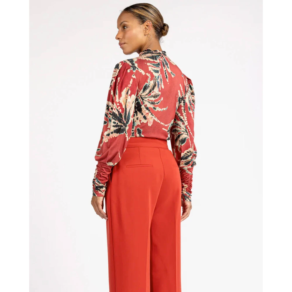 Aaiko Geschilderde bloemen lange mouw top Red Dames