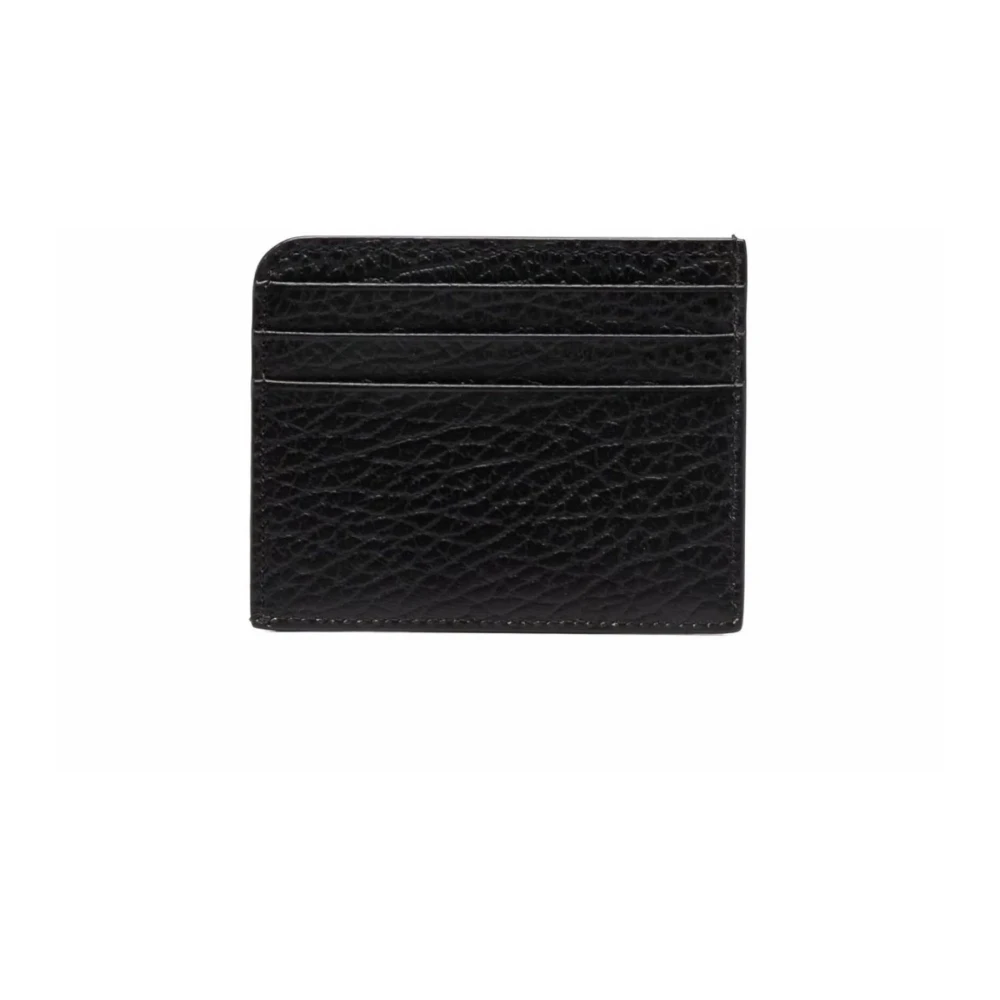 Maison Margiela Zwarte leren kaarthouder met stiksels Black Heren