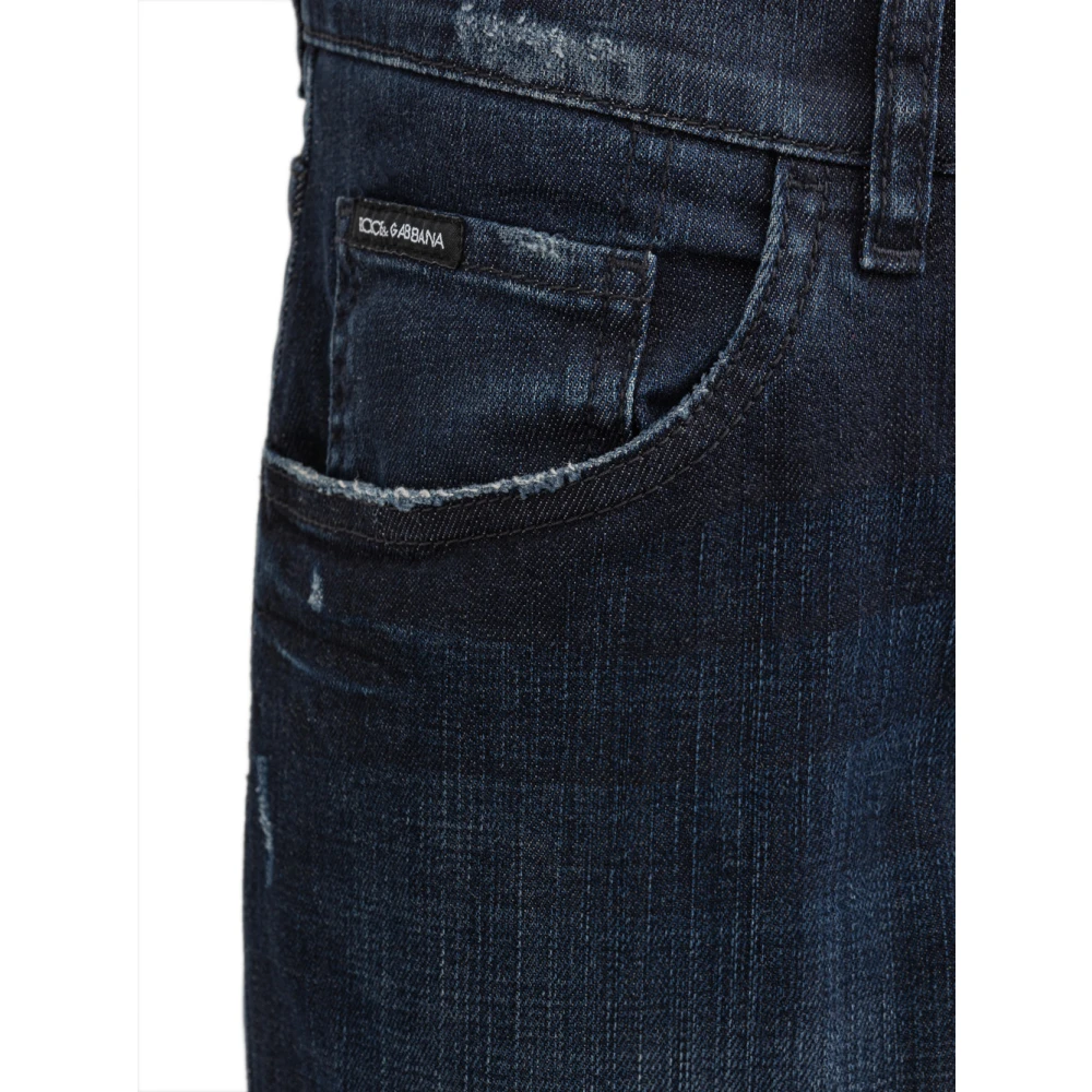 Dolce & Gabbana Skinny jeans met reliëflogo Blue Heren
