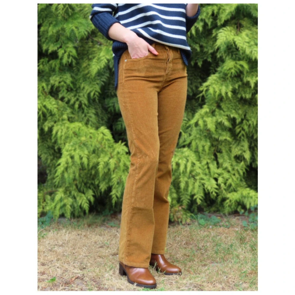 Denim Studio Flare Corduroy Broek Jeff Model Yellow Dames