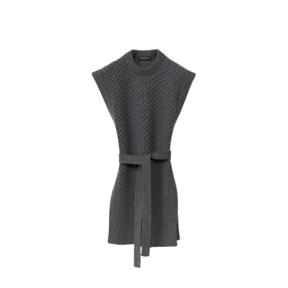 Fabiana Filippi Gebreide Mouwloze Crew Neck Vest Gray Dames