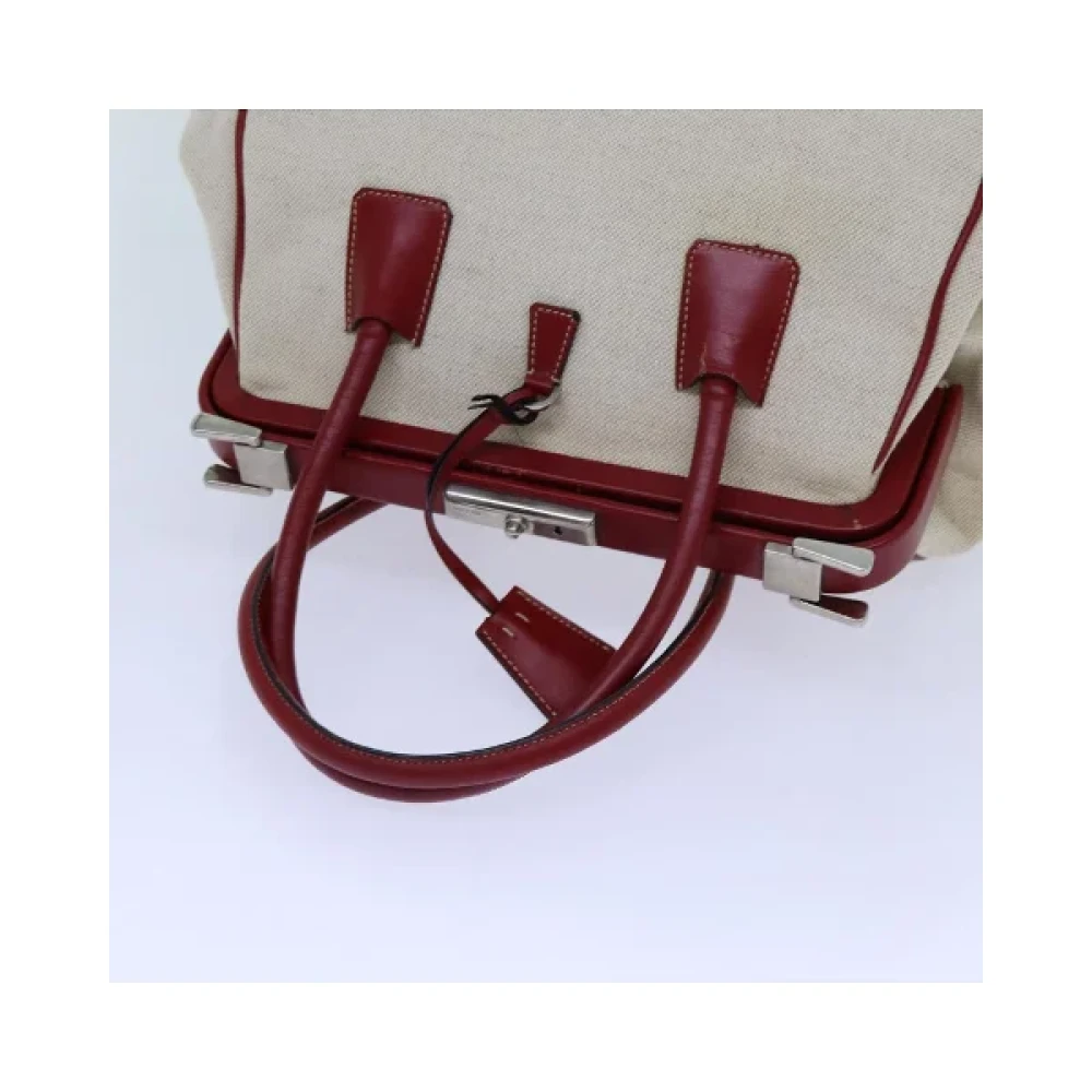 Prada Vintage Pre-owned Cotton prada-bags Beige Dames