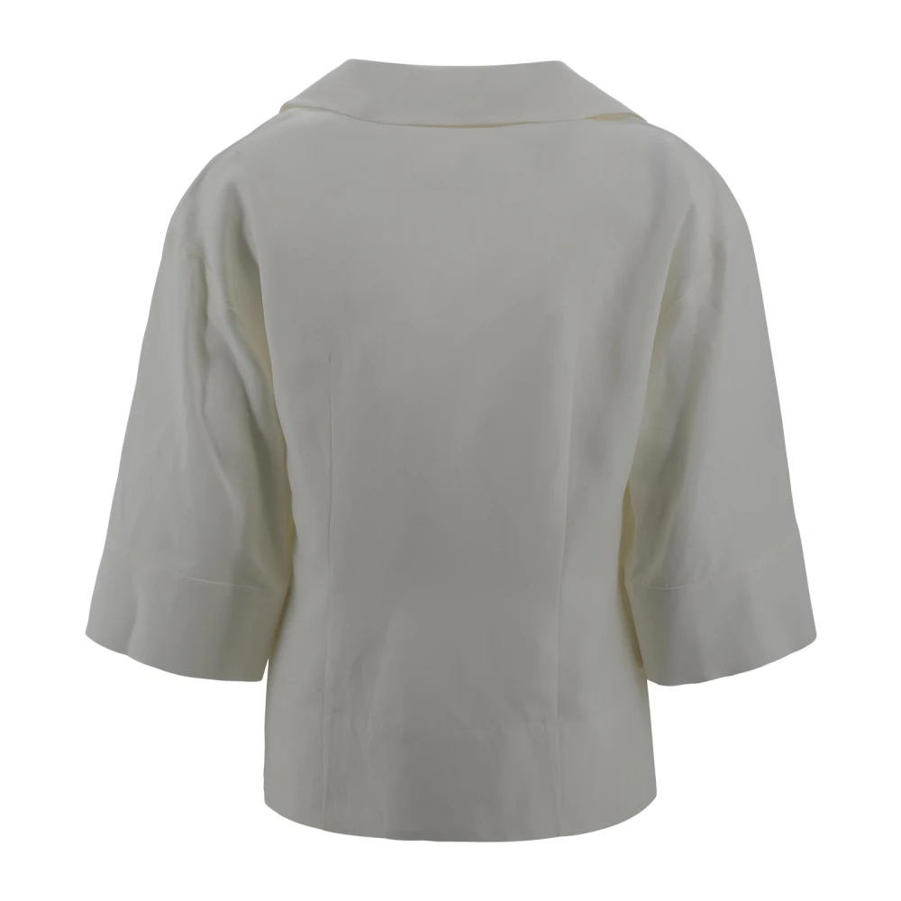 P.a.r.o.s.h. V-hals linnen blend blouse met splitten Beige Dames