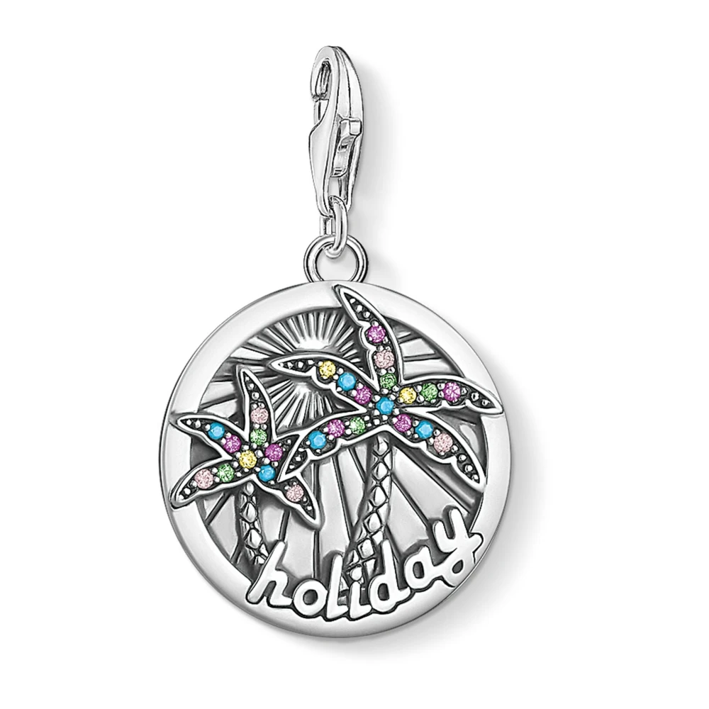 Thomas Sabo Women's Gray Charm Pendant Coin Tropical 1768-342-7 - Jewellery - One Size - Accessories