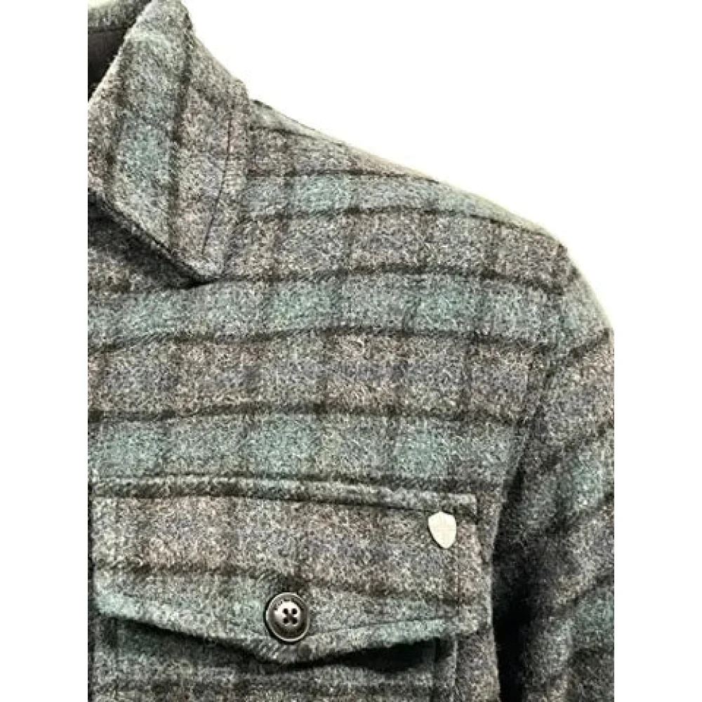 Blue de Gênes Navy Check Overshirt Stijlvolle Jas Blue Heren