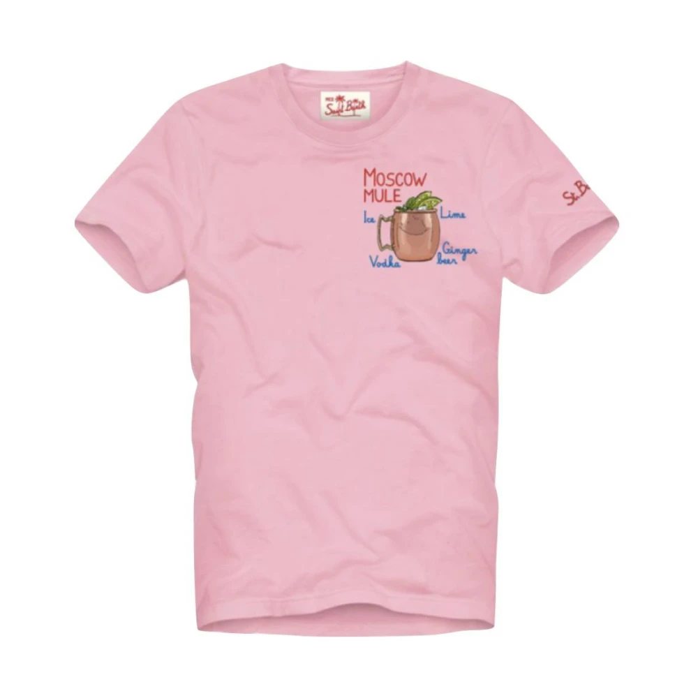MC2 Saint Barth Heren T-shirt Stijlvol Ontwerp Pink Heren