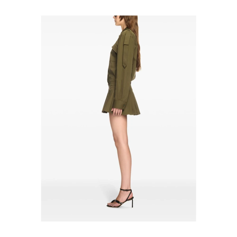 Off White Groene Katoenen Jurk met Zakken Green Dames