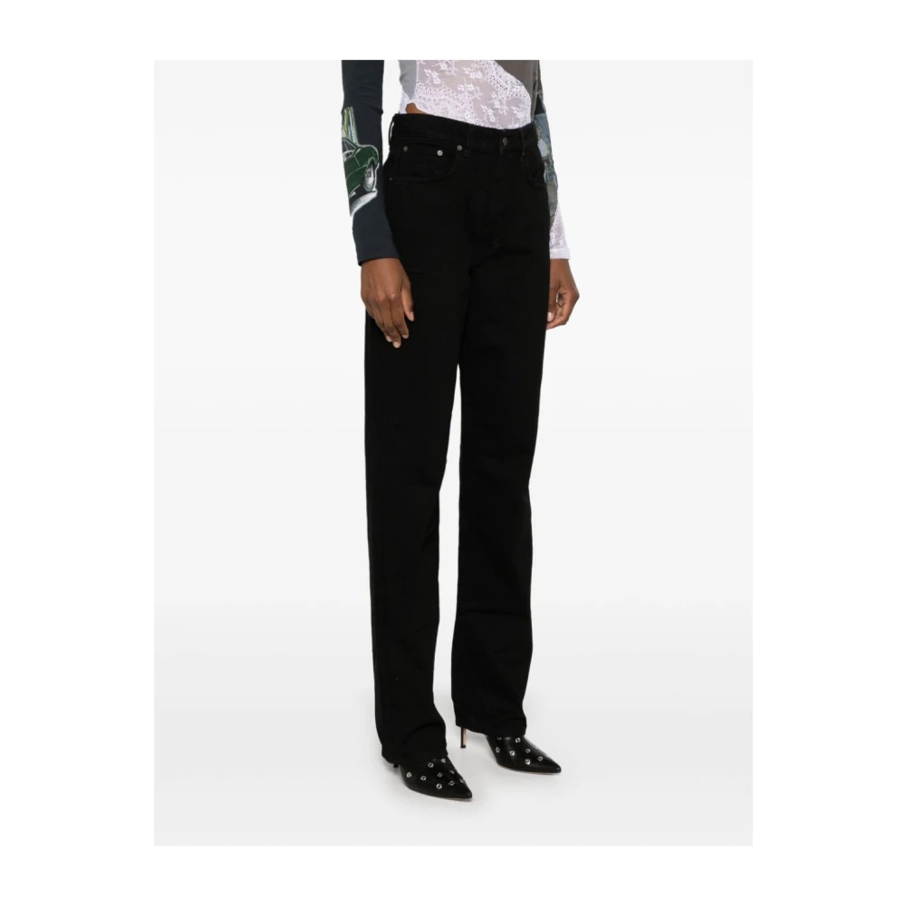 Ksubi Zwarte Denim Jeans Hoge Taille Rechte Pijp Black Dames