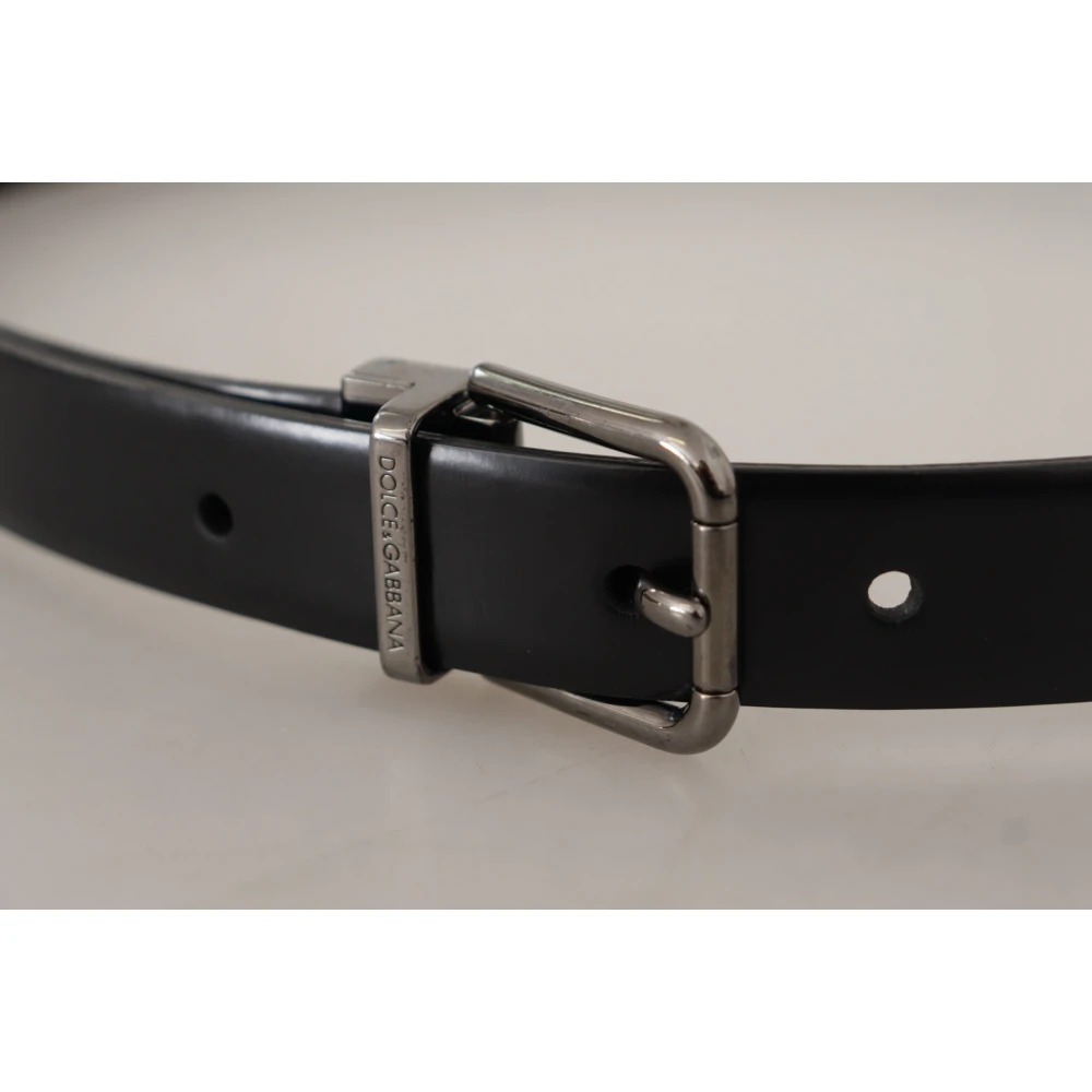 Dolce & Gabbana Stijlvol Zwart Leren Riem met Metalen Gesp Black Dames