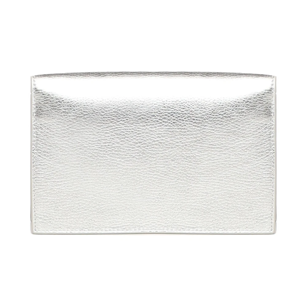 Coccinelle Zilveren Leren Schoudertas met Magneetsluiting Gray Dames