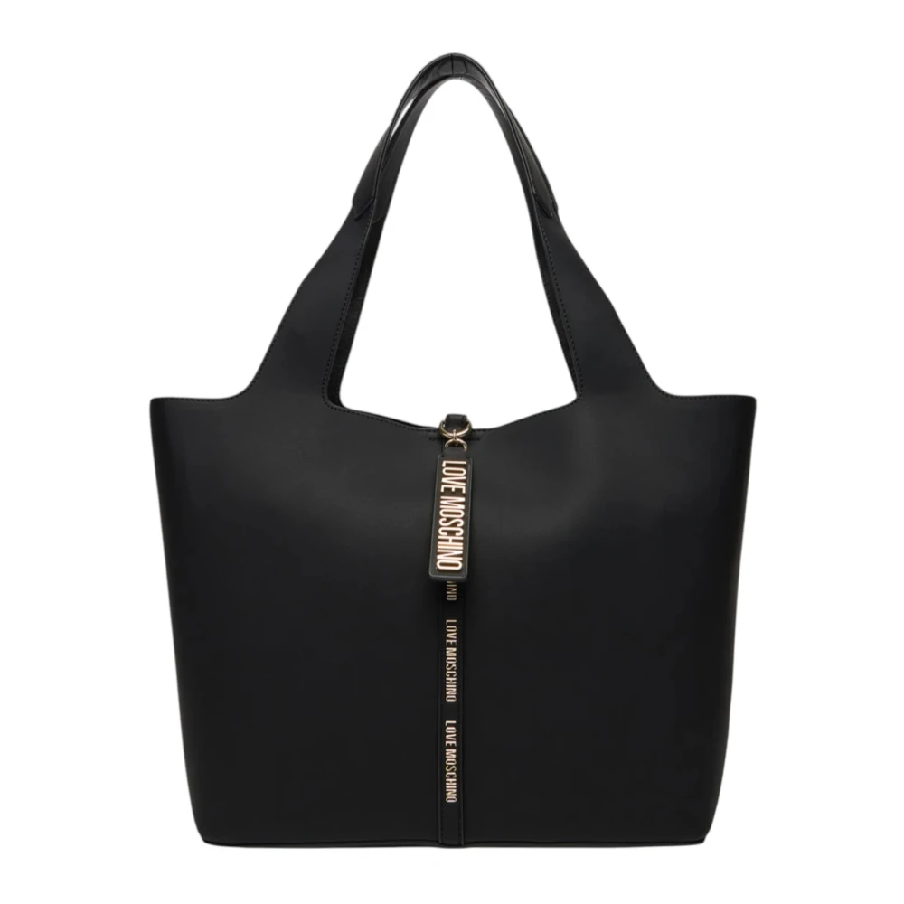 Love Moschino Women's Black Shopping Bags, One Size, Soft Shopper Bag With Logo Charm