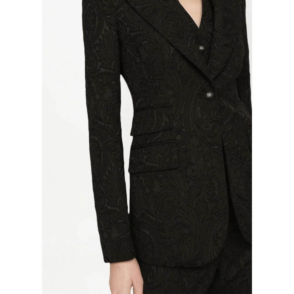 Dolce & Gabbana Tijdloze zwarte brokaateffect blazer Black Dames