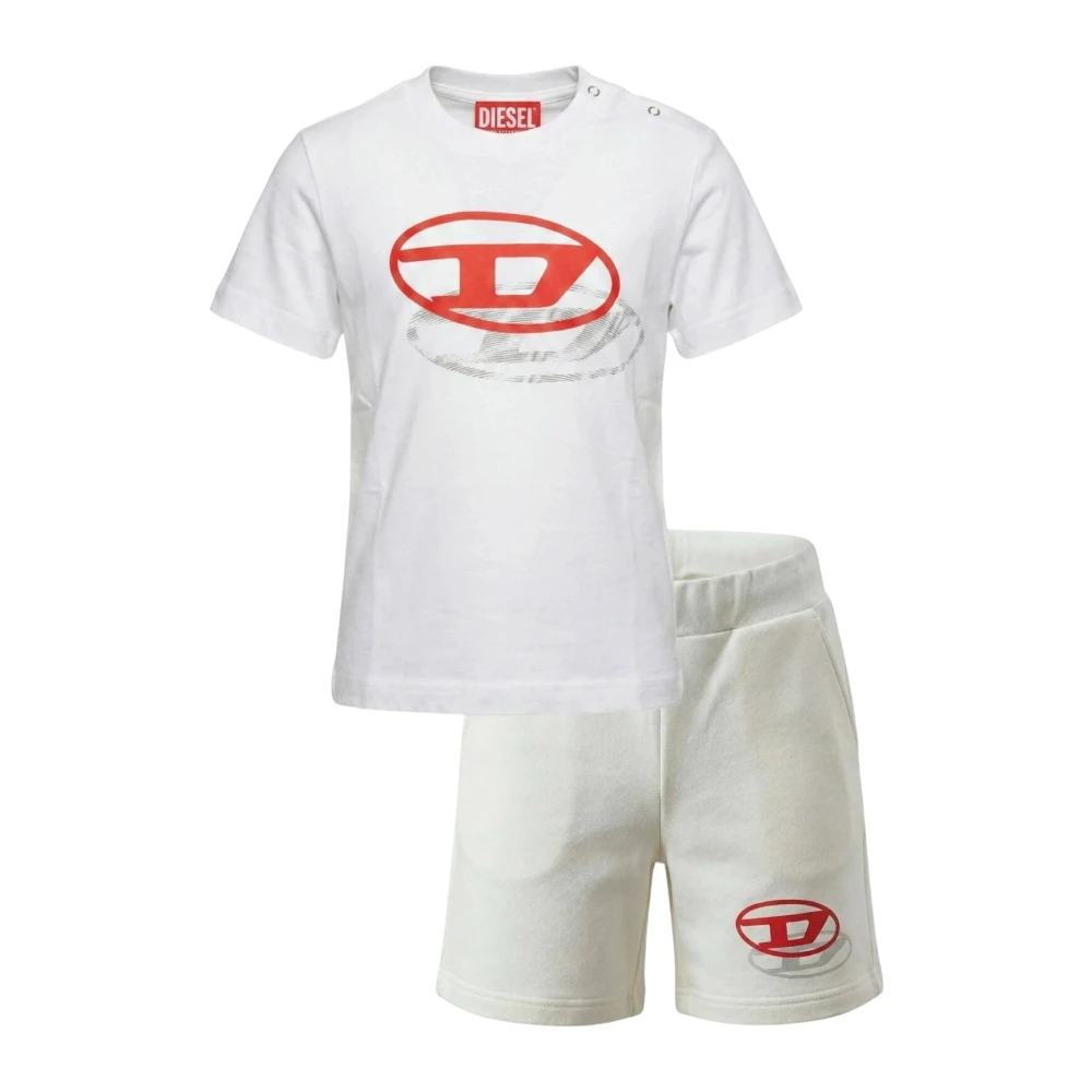 Diesel Boys White Kids Sets, 9 M, Completo Shorts