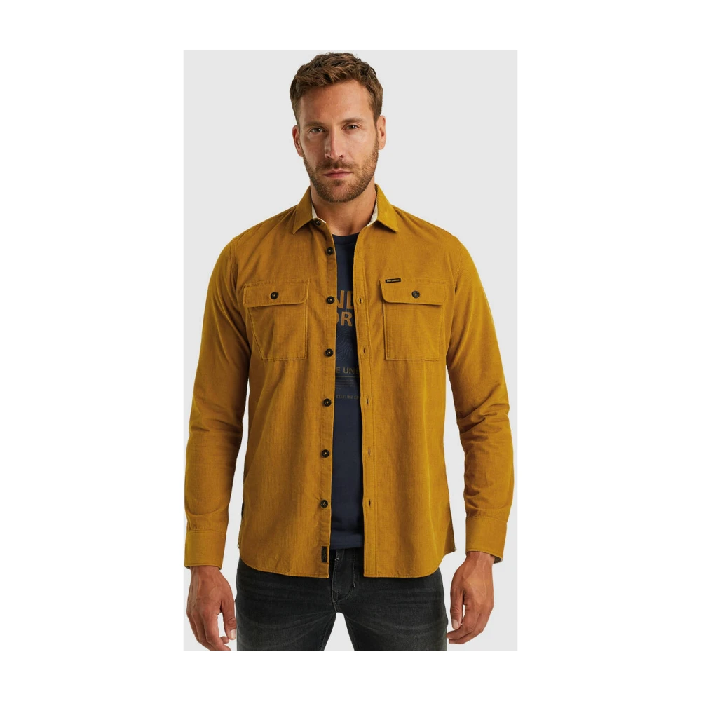 PME Legend Fijne Wafelkoord Overhemd Lange Mouw Brown Heren