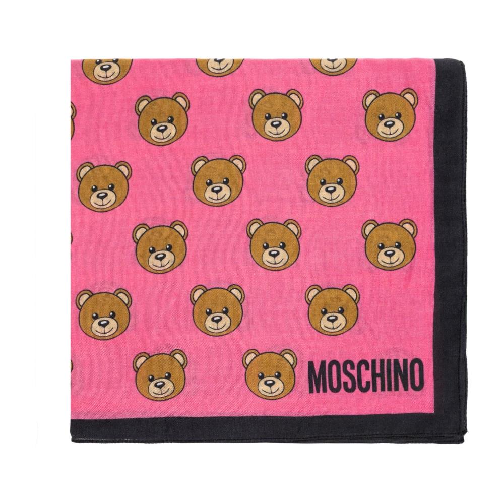 Moschino Sjaal met teddybeer motief Pink Unisex
