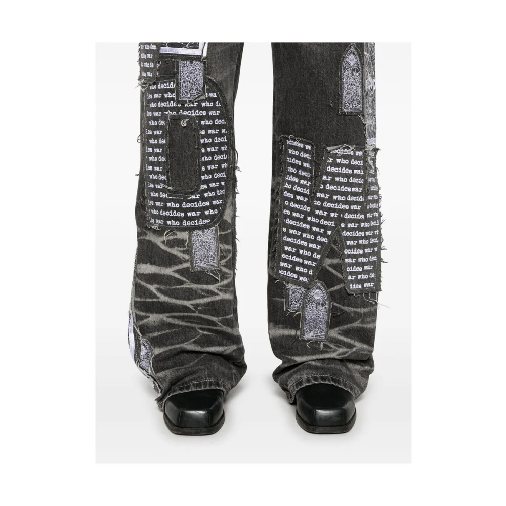 Who Decides War Donkergrijze Denim Patchwork Jeans Gray Heren