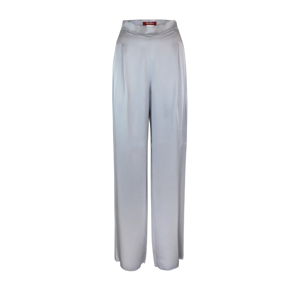 Max Mara Studio Vloeibare Satijnen Broek met Voorplooien Gray Dames