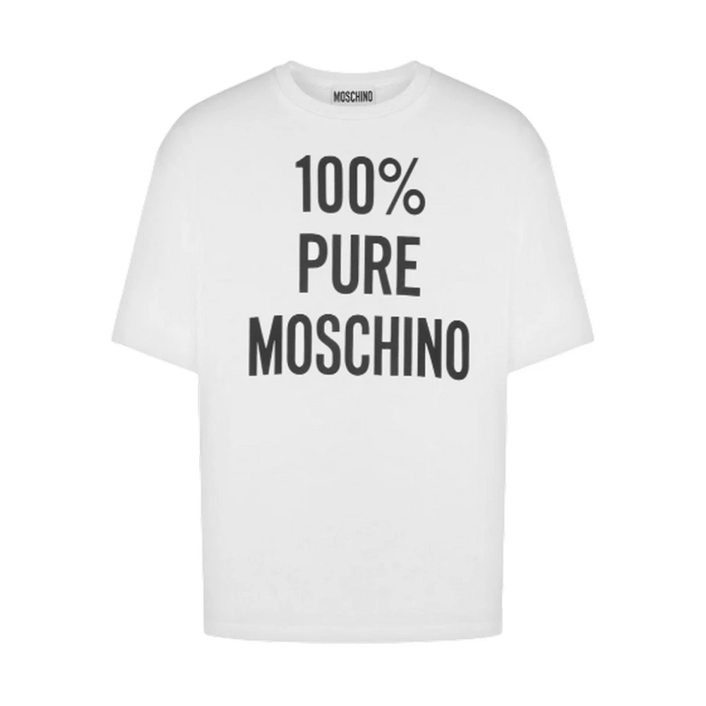 Moschino Biologisch katoenen T-shirt met contrastprint White Heren