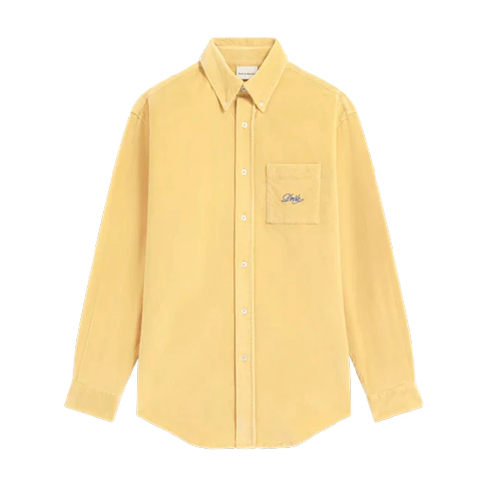 Drole de Monsieur Gele Corduroy Overhemd met Lange Mouwen Yellow Heren