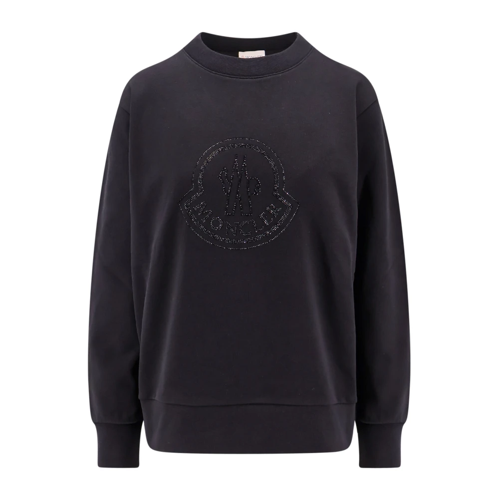 Moncler Katoenen sweatshirt met strass logo Black Dames