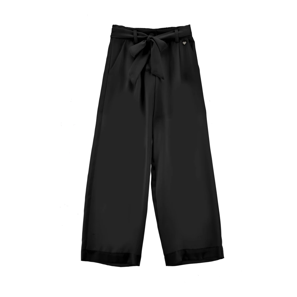 Monnalisa Girls Black Trousers, 12 Y, Pantalone In Raso