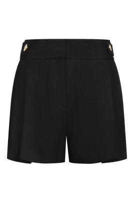 Shorts i linneblandning med band