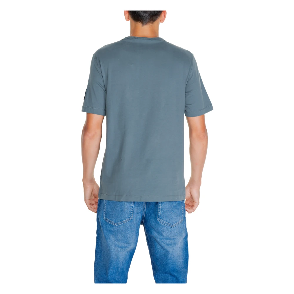 Calvin Klein Jeans Effen Ronde Hals Katoenen T-shirt Mannen Gray Heren